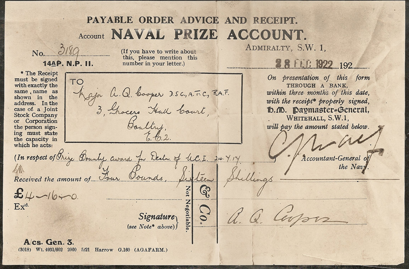 1917 bounty cheque 1917 bounty cheque